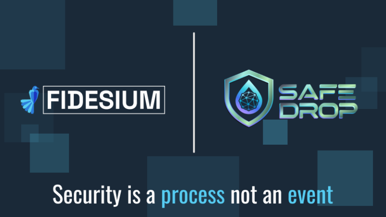 Fidesium and SafeDrop logos side by side above the line Security is a process not an event